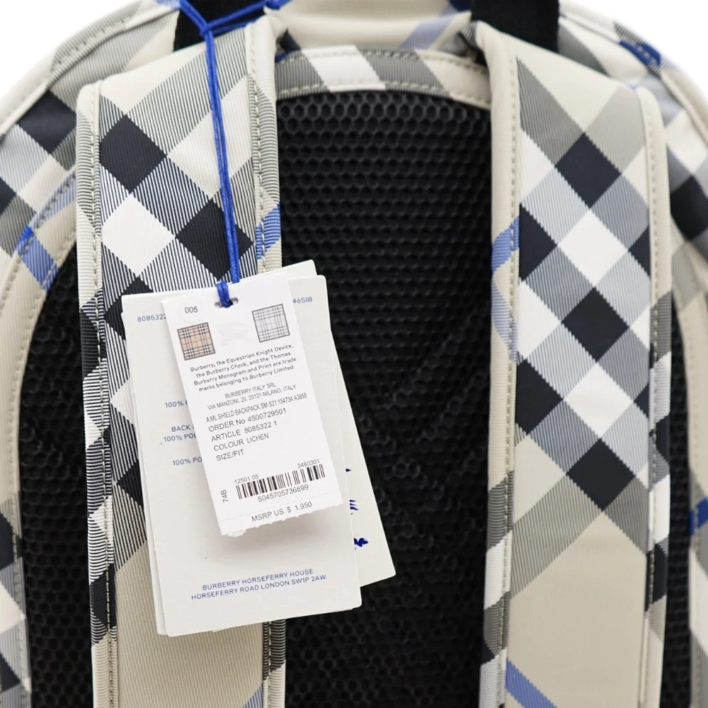 Burberry Shield Backpack Checkered Linchen Polyamide New
